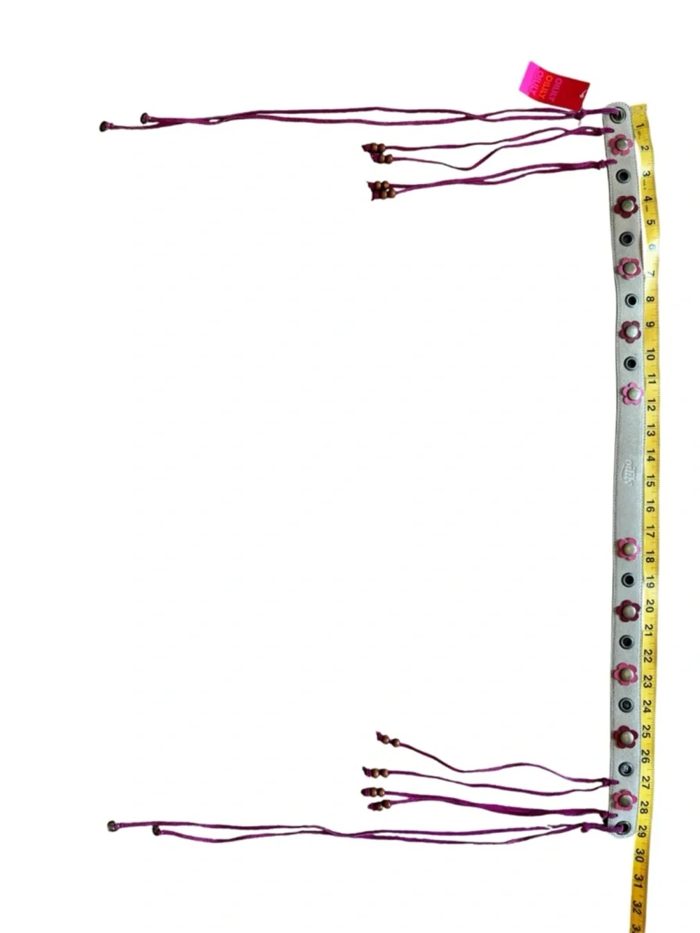 Oilily NWT Vintage Suede Leather Eyelet Tassel Fringe Belt Boho Folk Size 7 75cm